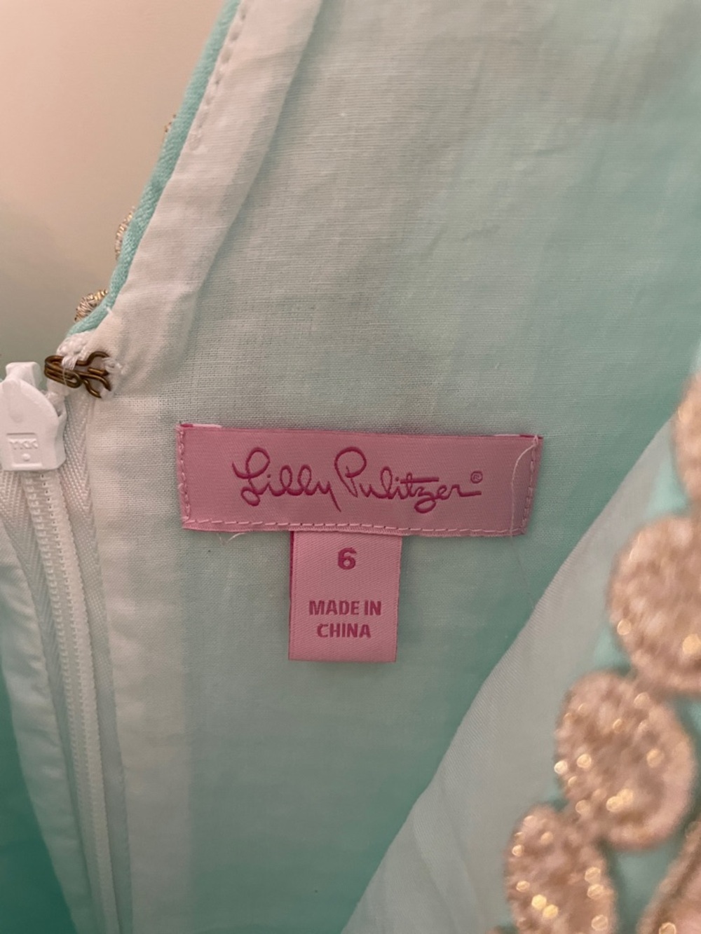 Lilly Pulitzer Aqua V-Neck Embellished Midi Dress 6 EUC - Picture 3 of 5